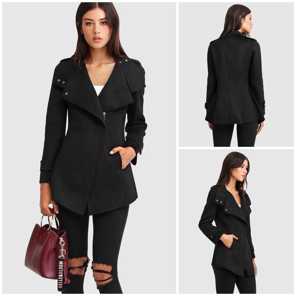 belle & bloom  ~ Bad Girl Wool Blend Moto Coat